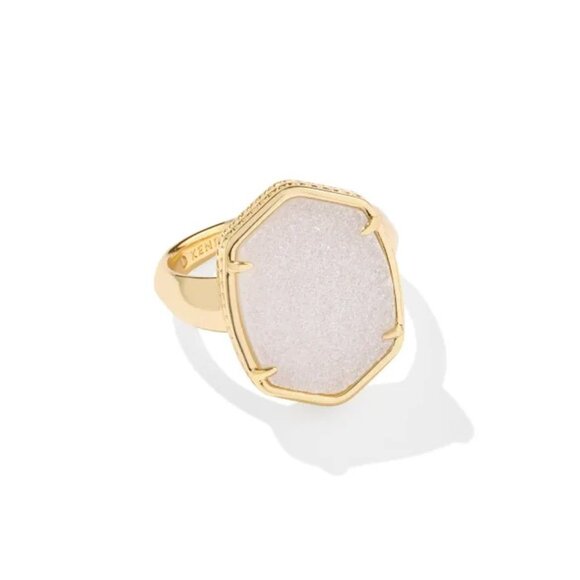 New Kendra Scott Daphne Gold Statement Ring in Iridescent Drusy Christmas Gift - Picture 1 of 2